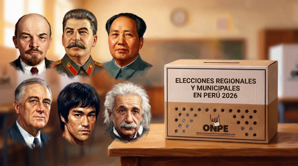 Una ilustración reúne retratos de personajes históricos junto a un ánfora electoral de las Elecciones Regionales y Municipales de Perú 2026. (Imagen Ilustrativa Infobae)