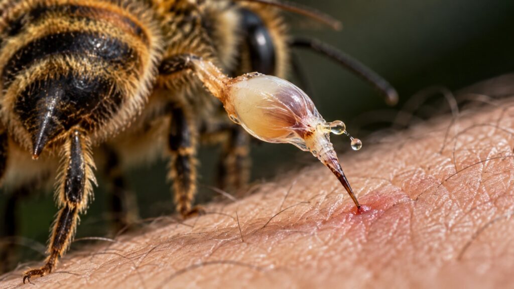 Un video muestra cómo el aguijón de abeja bombea veneno después de desprenderse